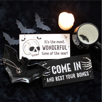 Eleanoras MOST WONDERFUL TIME OF THE YEAR SKULL HANGING SIGN SIGNS & PLAQUES