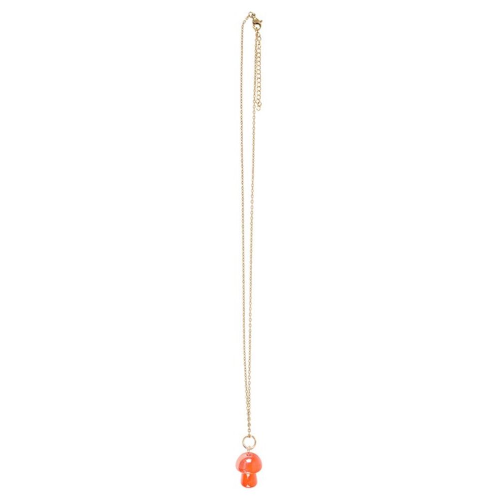 Eleanoras Orange Aura Crystal Mushroom Necklace Greeting Card Necklaces