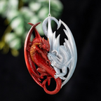 Fire and Ice Dragon Hanging Ornament by Anne Stokes