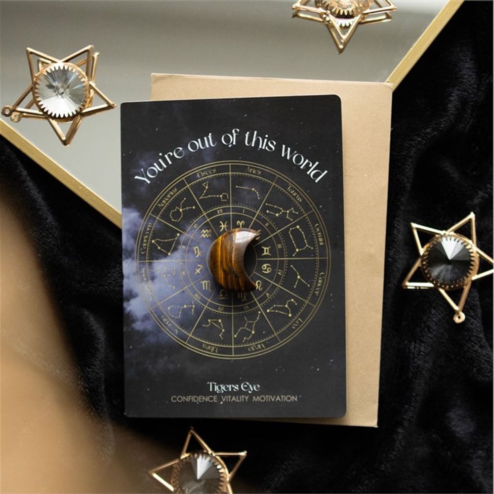 Eleanoras Out Of This World Tigers Eye Crystal Moon Greeting Card Crystals