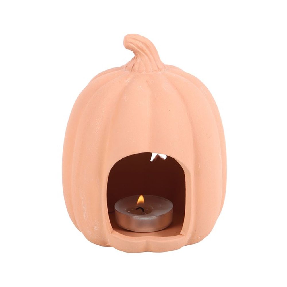 TERRACOTTA PUMPKIN TEALIGHT HOLDER 9cm