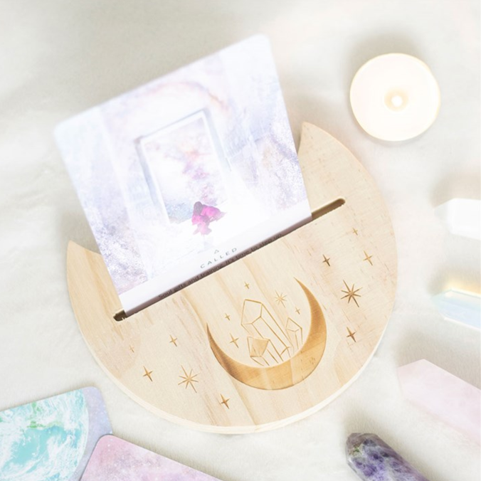 Eleanoras Natural Crystal Crescent Moon Tarot Card Stand 