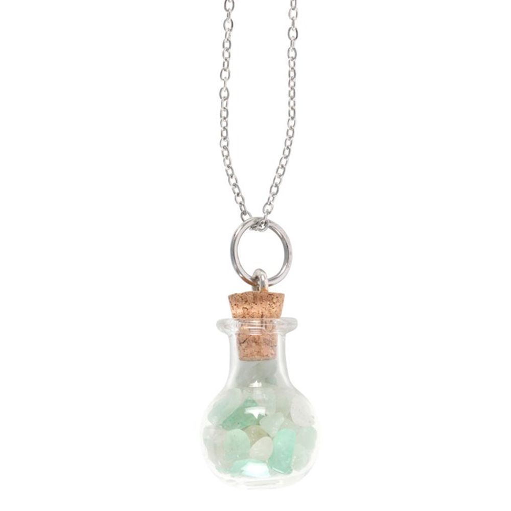 Eleanoras Luck Green Adventurine Crystal Chip Potion Bottle Necklace Jewellery