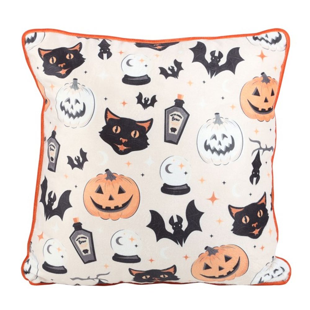 Eleanoras Spooky Cat & Pumpkin Print Cushion Cushions & Covers