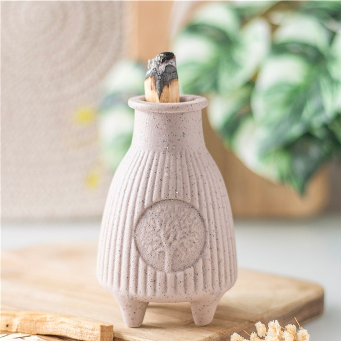 Eleanoras Griege Ribbed Palo Santo Burner 