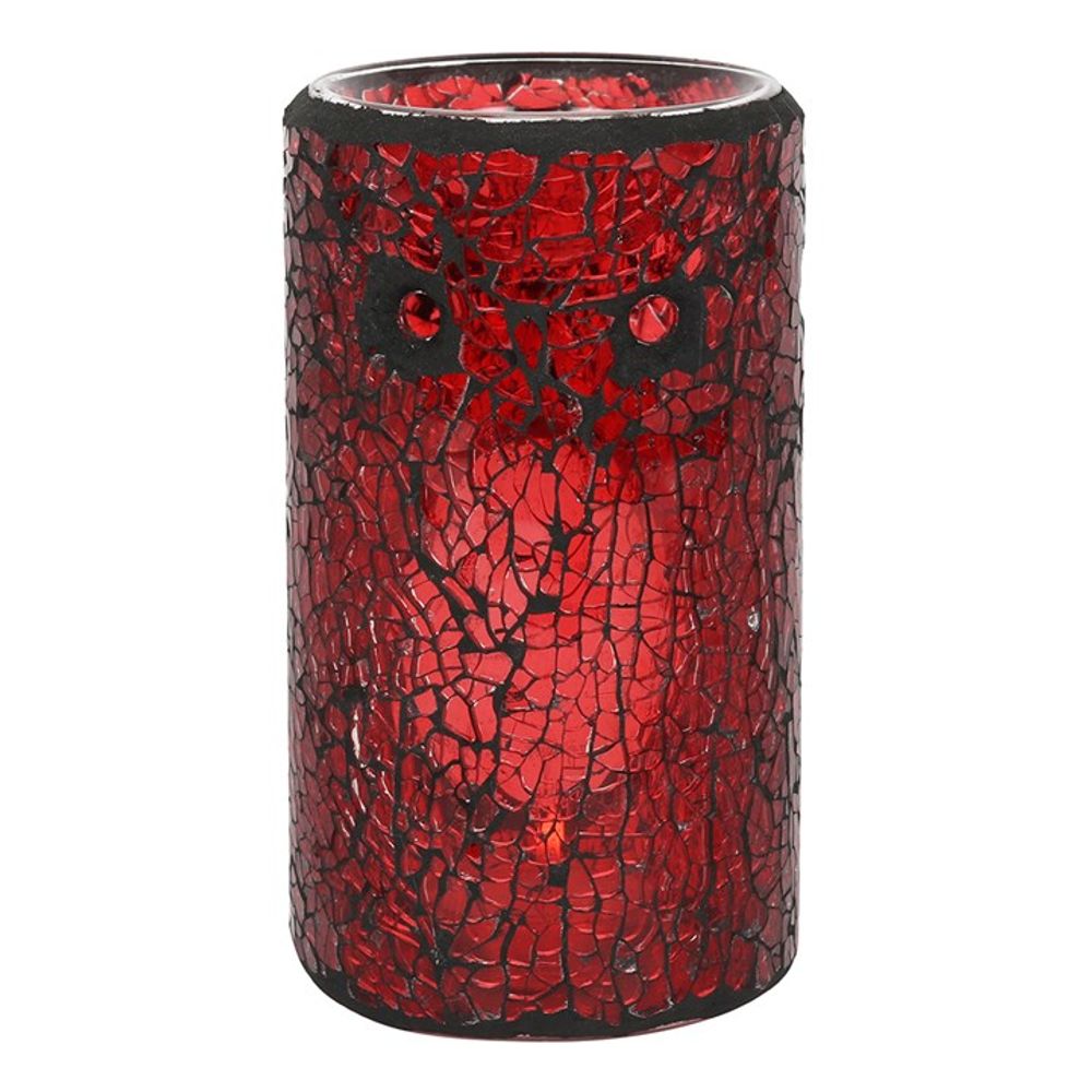 Eleanoras RED PILLAR CRACKLE GLASS OIL BURNER Oil Burners