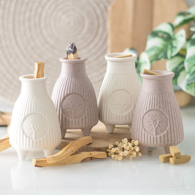 Eleanoras Cream Ribbed Palo Santo Burner 