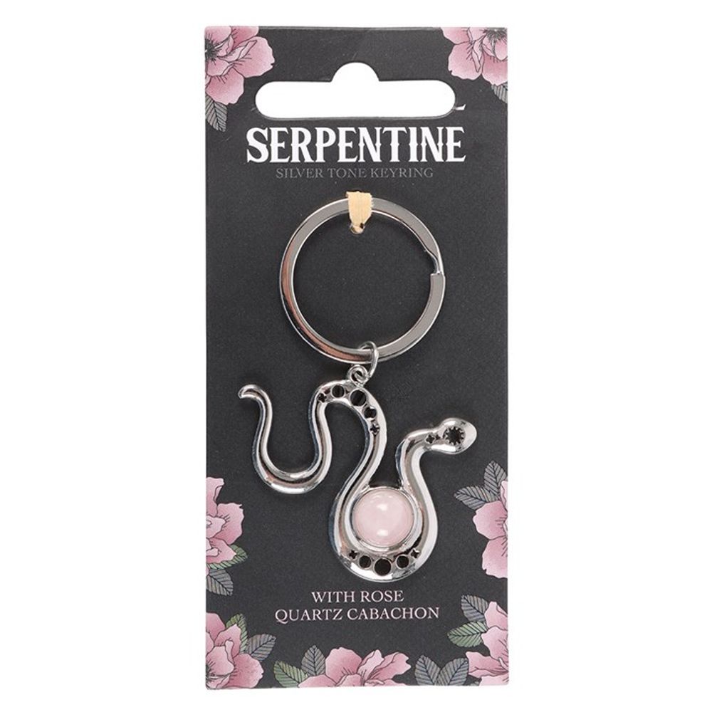 Eleanoras Snake Keyring With Rose Quartz Crystal Keyrings