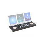 Eleanoras Black Triple Moon Tarot Card Stand Tealight Holder 
