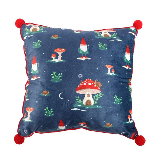 GNOME PRINT CUSHION WITH POM POMS Filled Cushions from Eleanoras