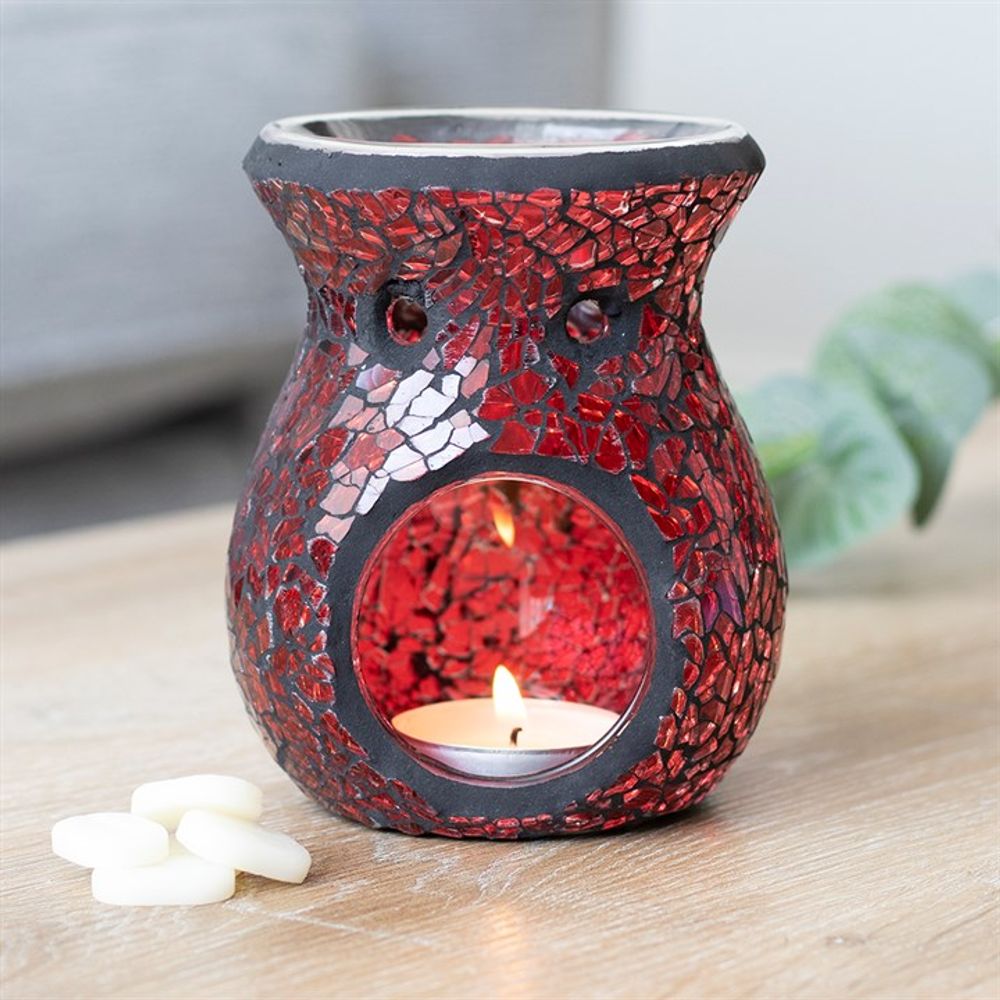 Eleanoras SMALL RED CRACKLE GLASS OIL BURNER Oil Burners