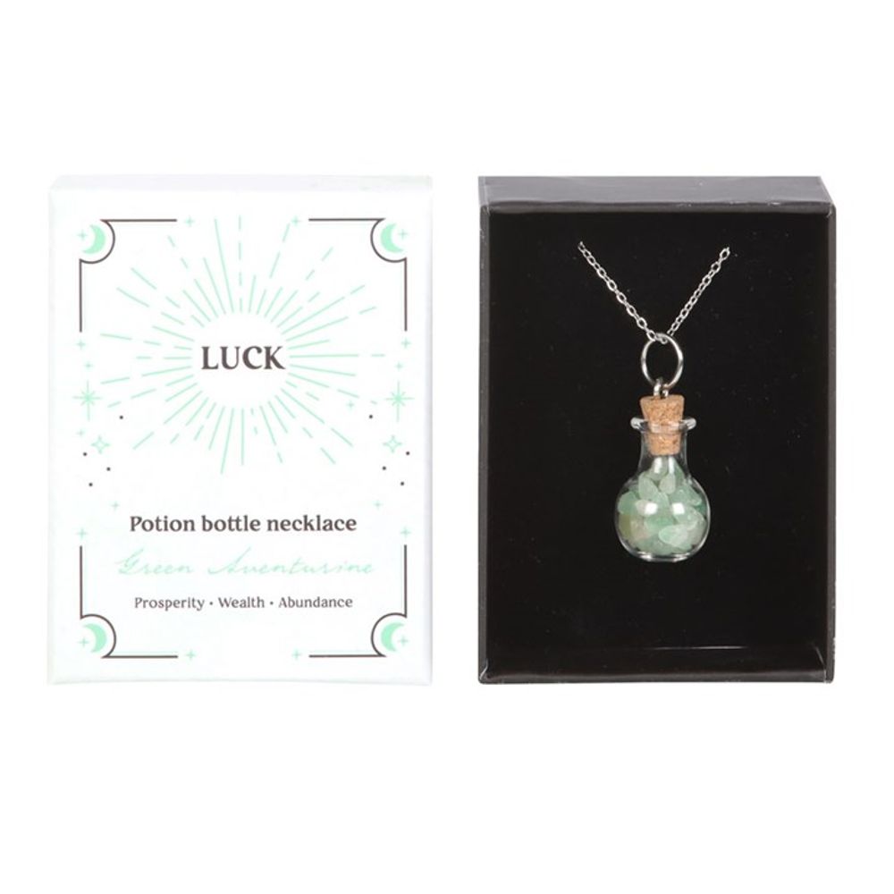 Eleanoras Luck Green Adventurine Crystal Chip Potion Bottle Necklace Jewellery
