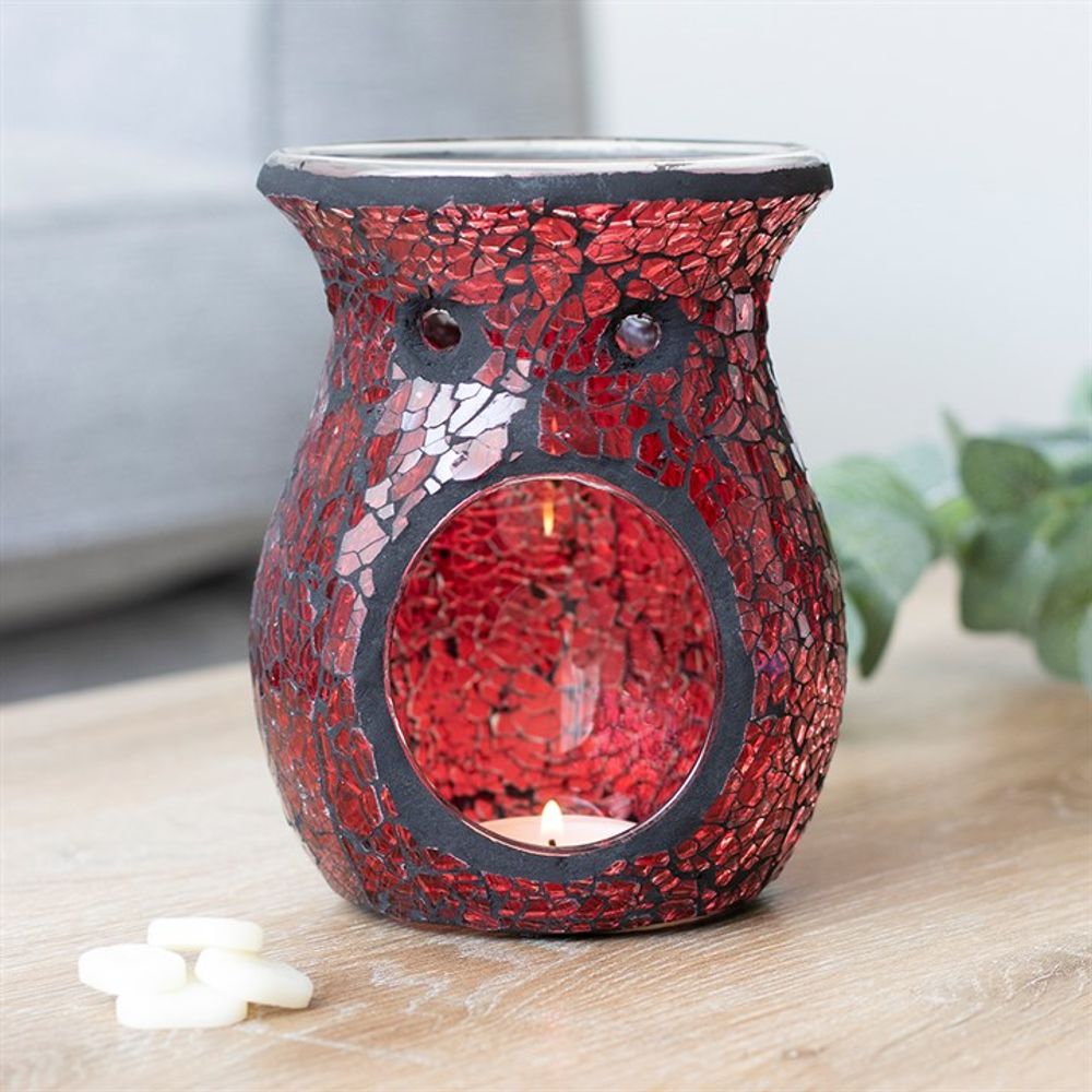 Eleanoras LARGE RED CRACKLE GLASS OIL BURNER Oil Burners