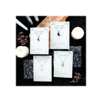 Eleanoras GREEN ADVENTURINE CRYSTAL MOON NECKLACE ON GREETING CARD Jewellery