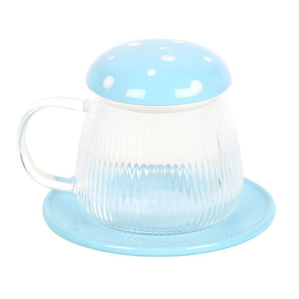 Eleanoras BLUE GLASS MUSHROOM MUG & SAUCER Mugs