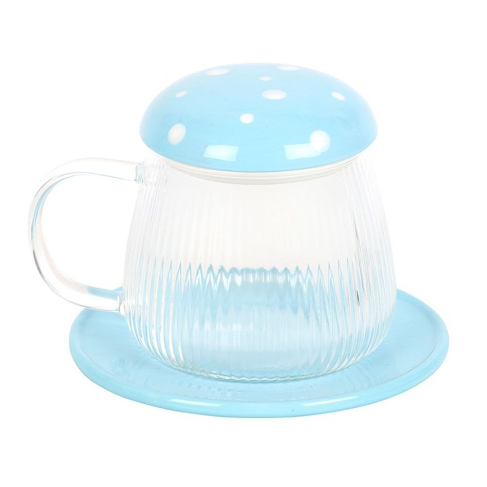 Eleanoras Blue Glass Mushroom Mug & Saucer Mugs