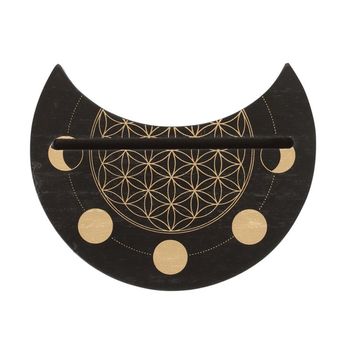 Eleanoras BLACK FLOWER OF LIFE CRESCENT MOON TAROT CARD STAND 
