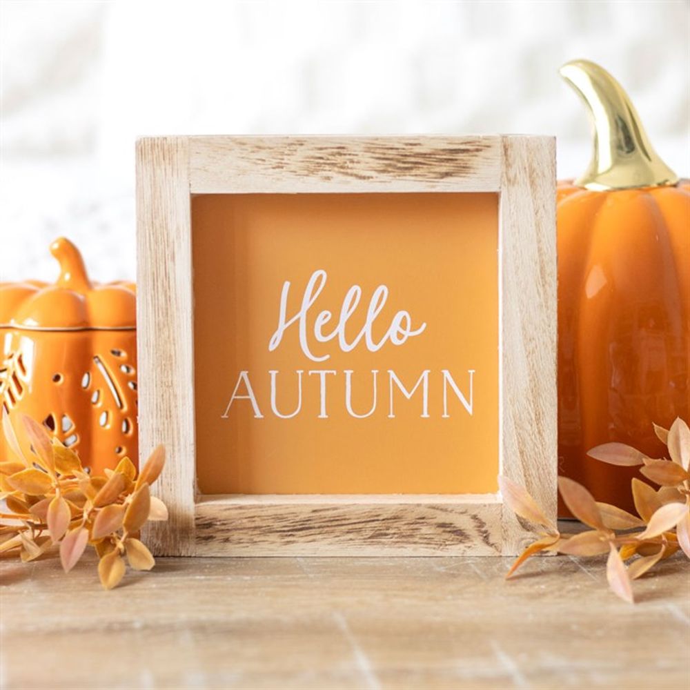 Eleanoras HELLO AUTUMN ORANGE WOODEN FRAME SIGN SIGNS & PLAQUES