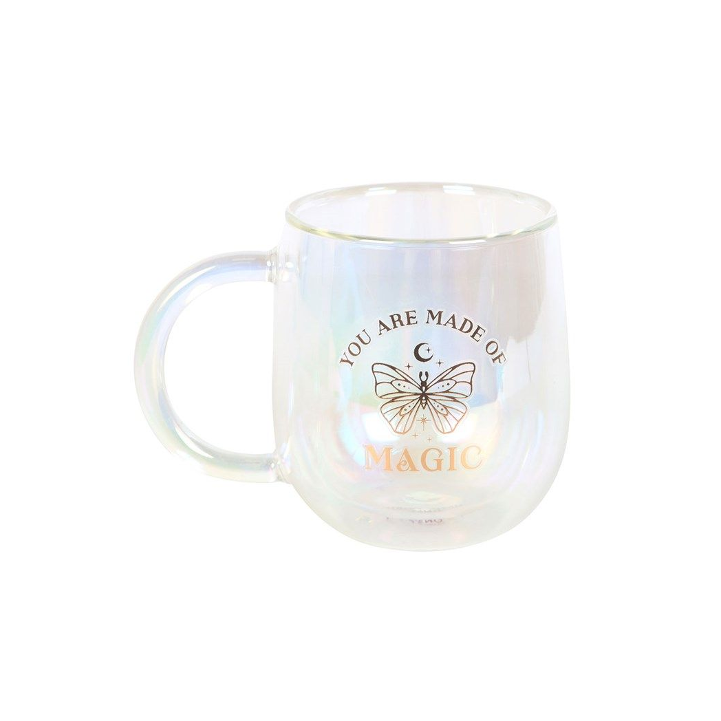 Eleanoras YOU ARE MADE OF MAGIC IRIDESCENT DOUBLE WALLED GLASS MUG Mugs