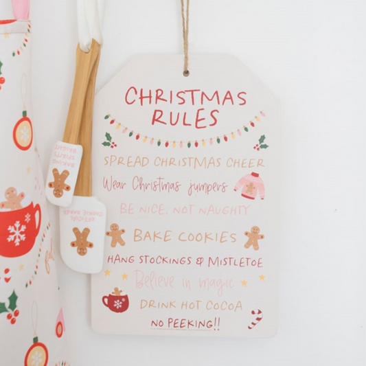 Eleanoras SUGARPLUM FUN CHRISTMAS RULES HANGING SIGN 