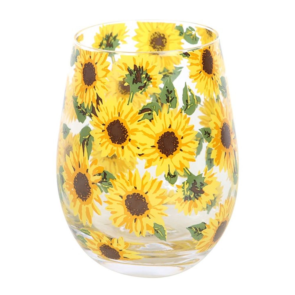 Eleanoras Sunflower Print Stemless Glass Drinkware