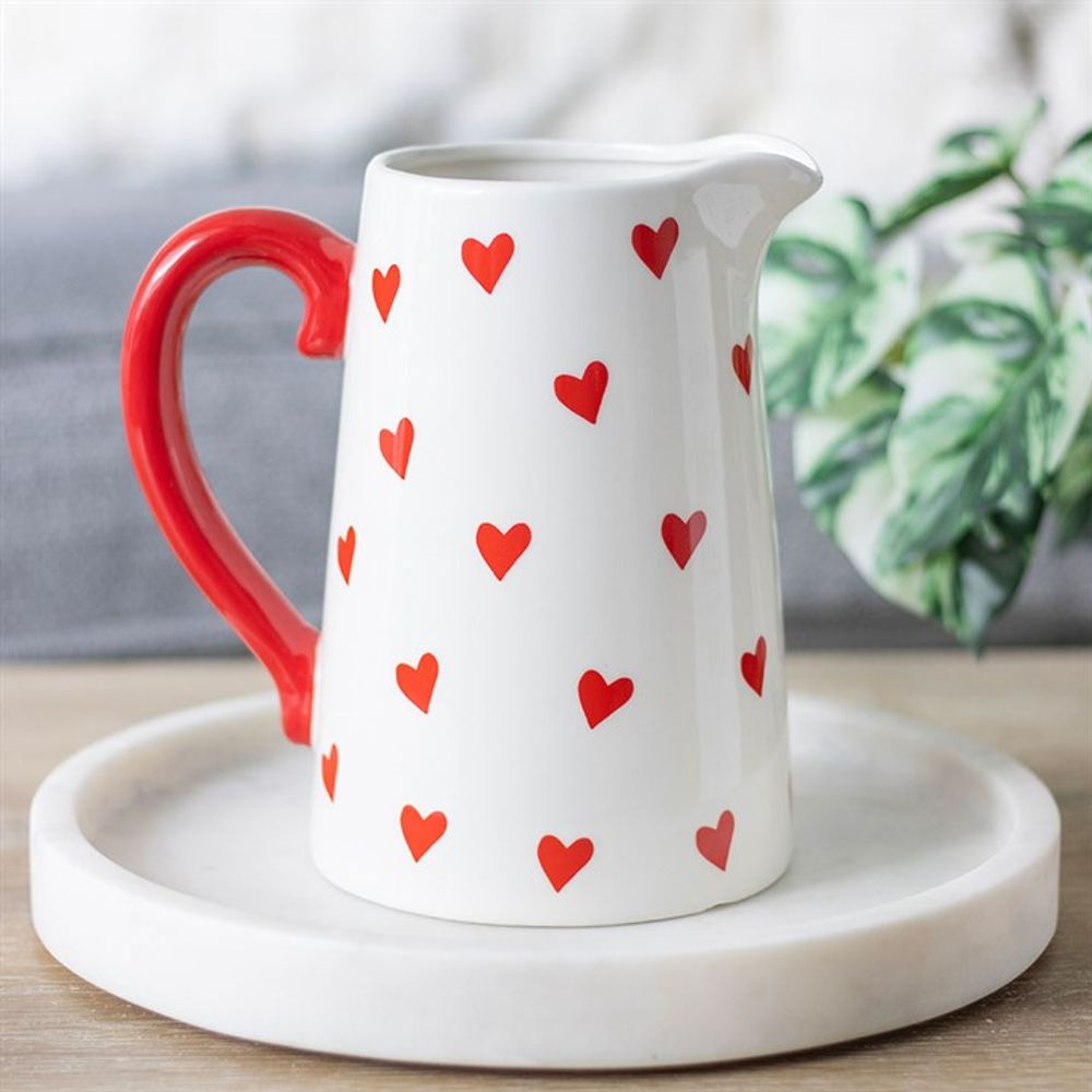 Eleanoras Heart Print Ceramic Flower Jug Vases