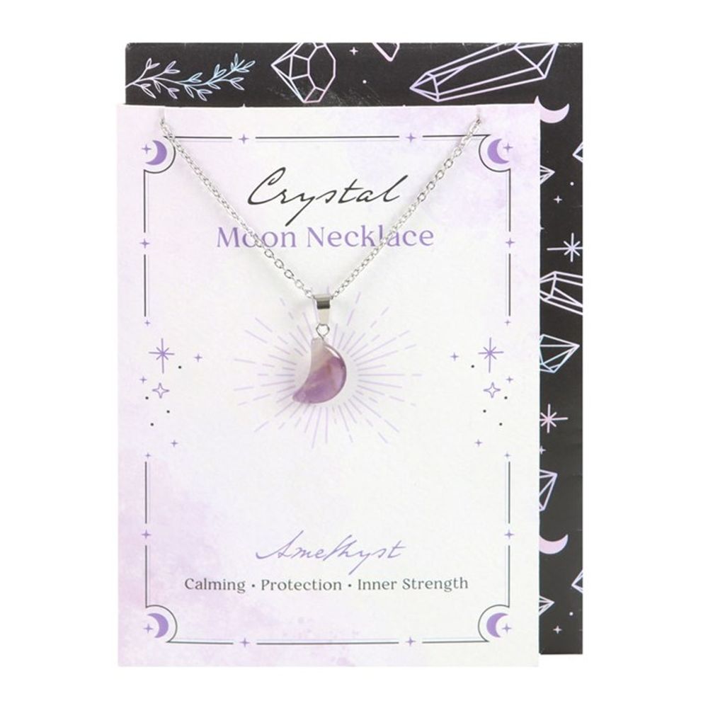 Eleanoras AMETHYST CRYSTAL MOON NECKLACE ON GREETING CARD Jewellery