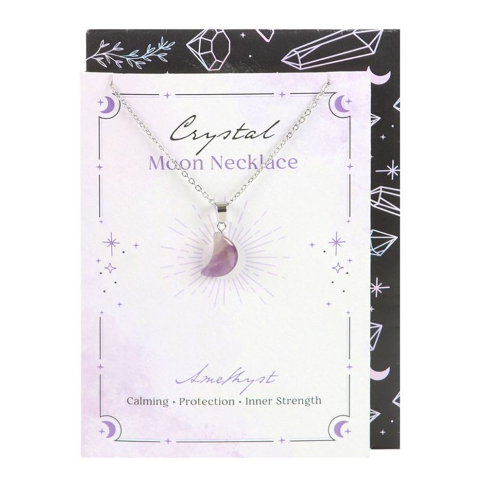 Eleanoras Amethyst Crystal Moon Necklace On Greeting Card Jewellery
