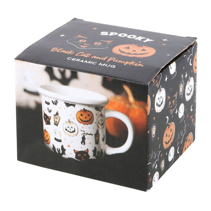 SPOOKY CAT & PUMPKIN PRINT MUG