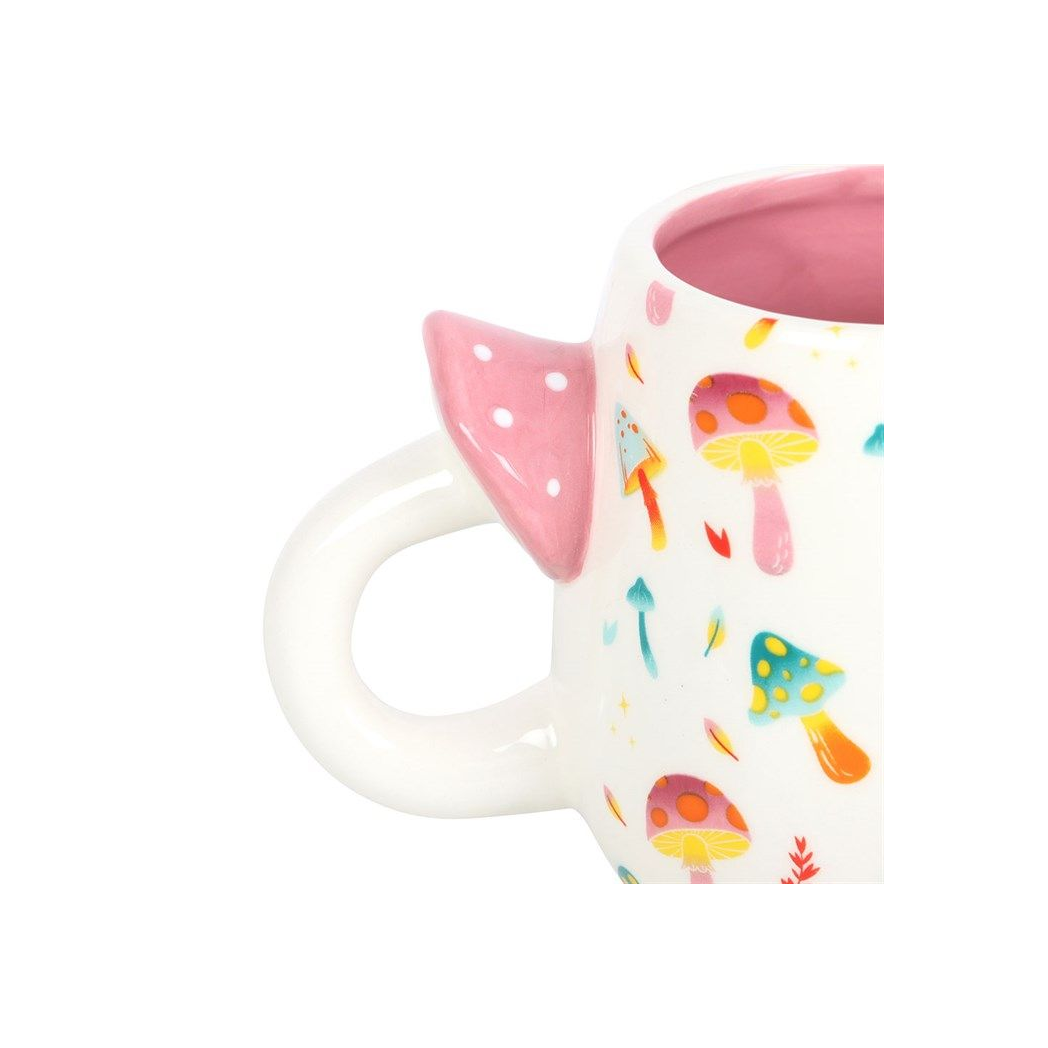 Eleanoras Funky Fungi Print Mug With Mushroom Handle Mugs