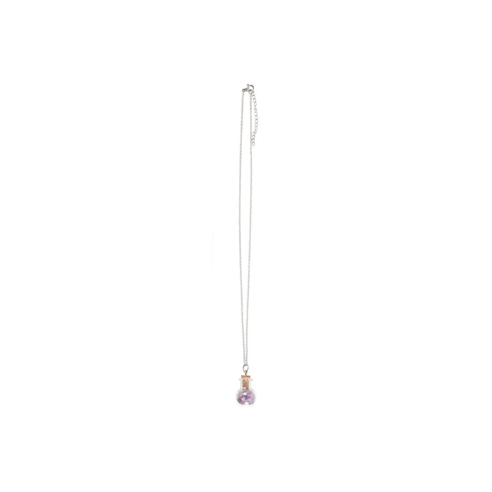 Eleanoras Calming Amethyst Crystal Chip Potion Bottle Necklace Jewellery