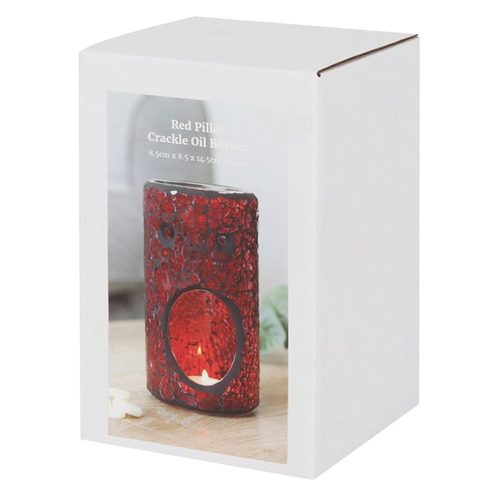 Eleanoras RED PILLAR CRACKLE GLASS OIL BURNER Oil Burners