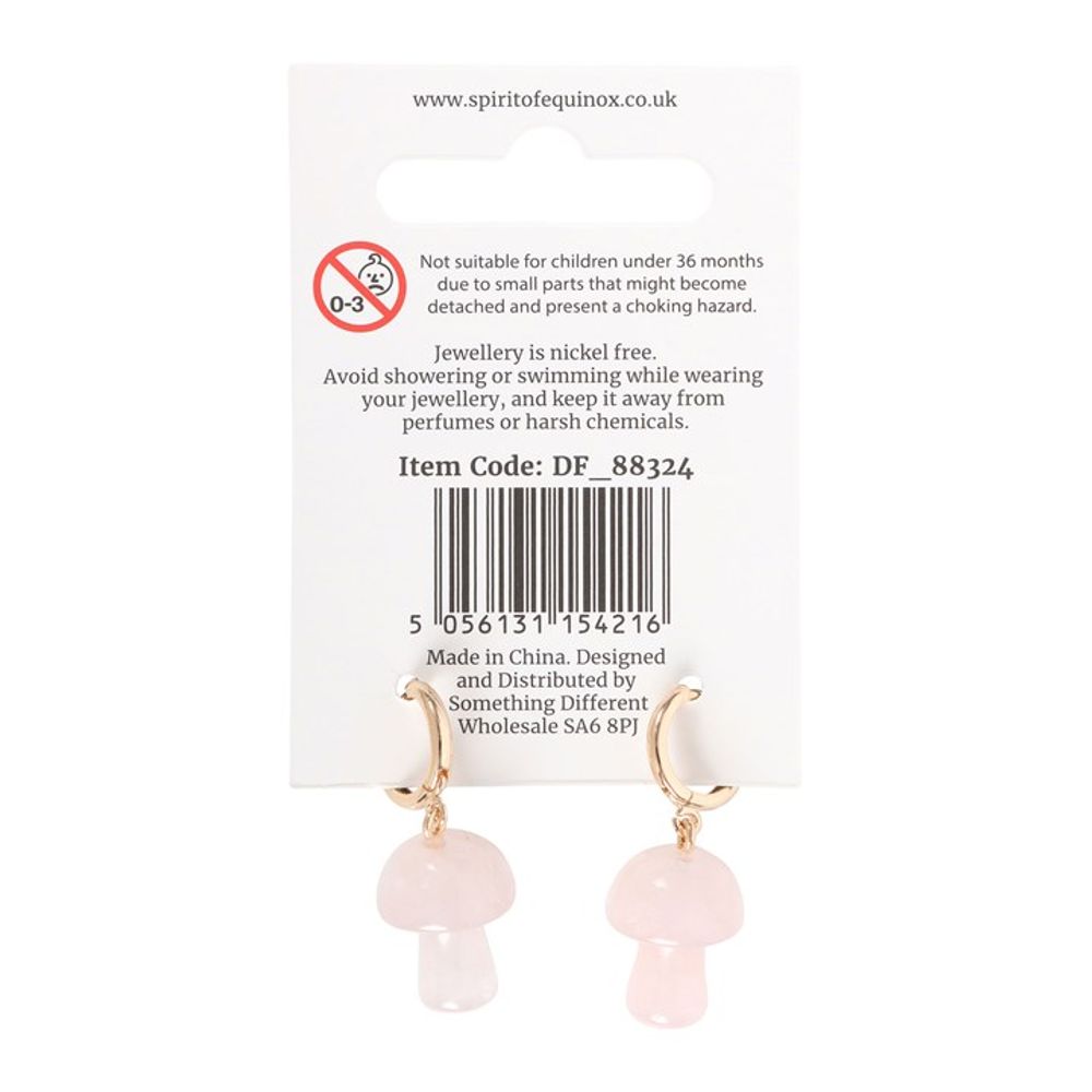 Eleanoras Rose Quartz Crystal Mushroom Earrings Jewellery