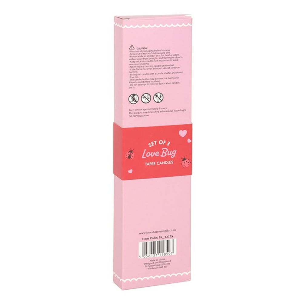 Eleanoras Set Of 3 Love Bug Ladybird Taper Candles Candles