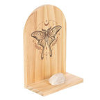 Eleanoras Luna Moth Natural Wooden Incense Holder Shelf 