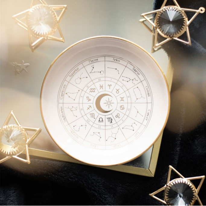 Eleanoras ASTROLOGY WHEEL OFF WHITE TRINKET DISH Jewellery Storage