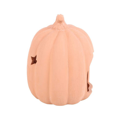 TERRACOTTA PUMPKIN TEALIGHT HOLDER 9cm