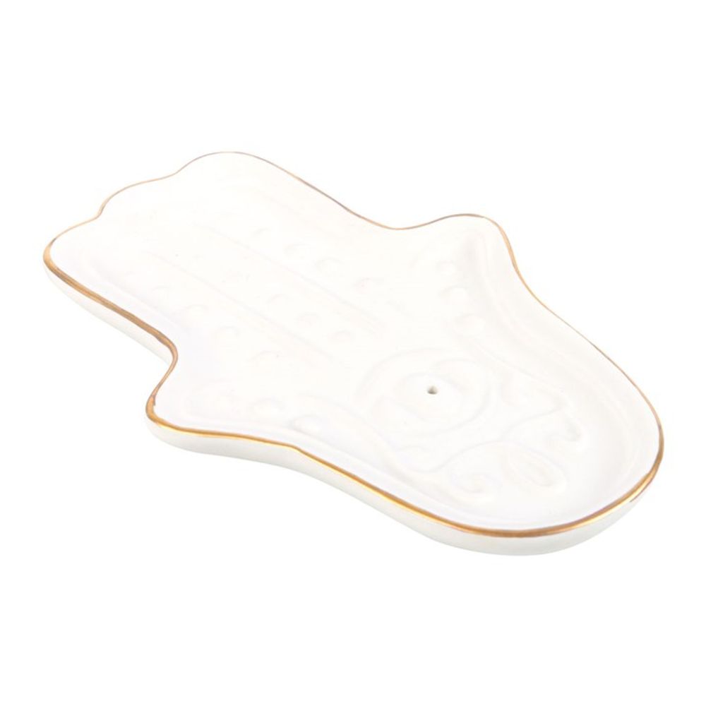 Eleanoras White Hamsa Hand Incense Stick Holder Incense Holders