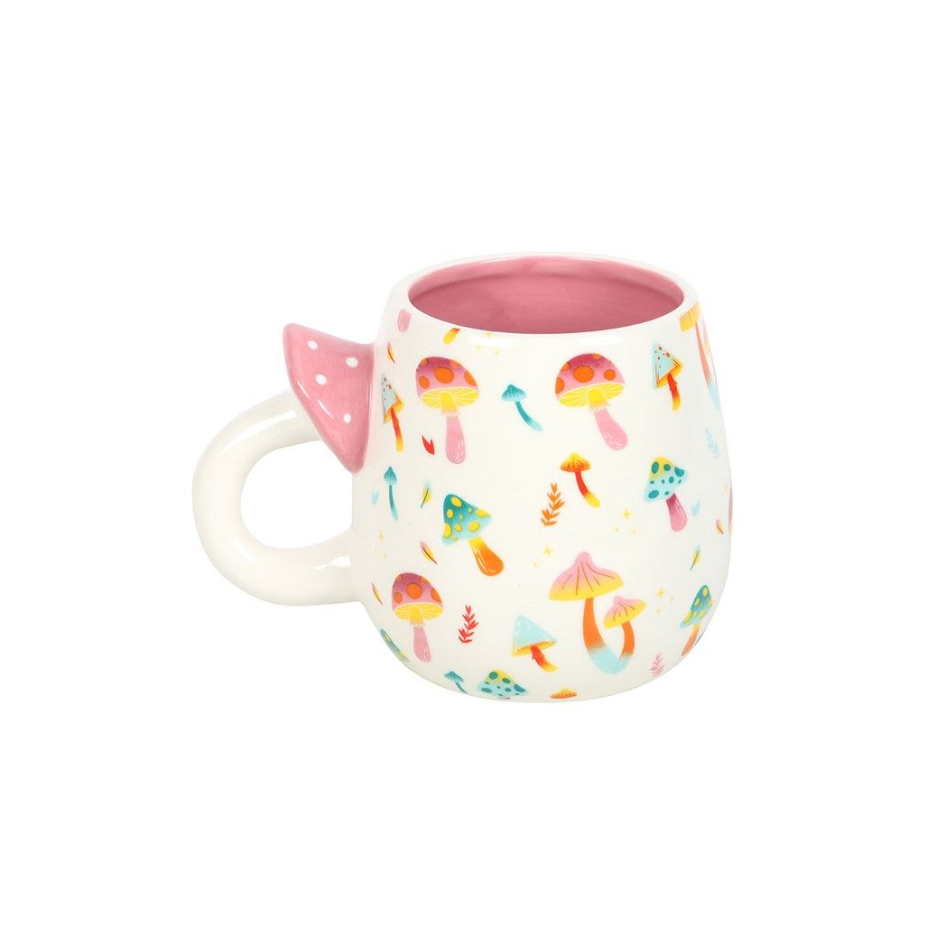Eleanoras Funky Fungi Print Mug With Mushroom Handle Mugs