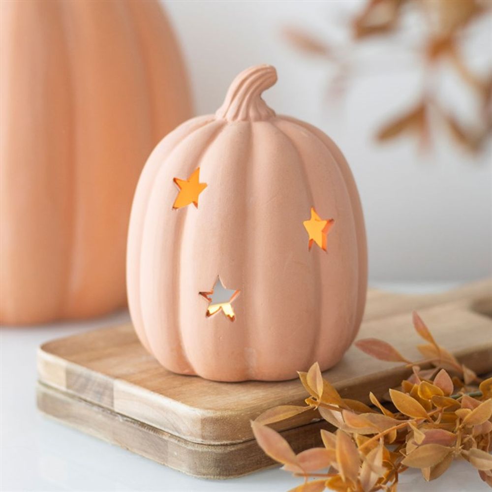 TERRACOTTA PUMPKIN TEALIGHT HOLDER 9cm