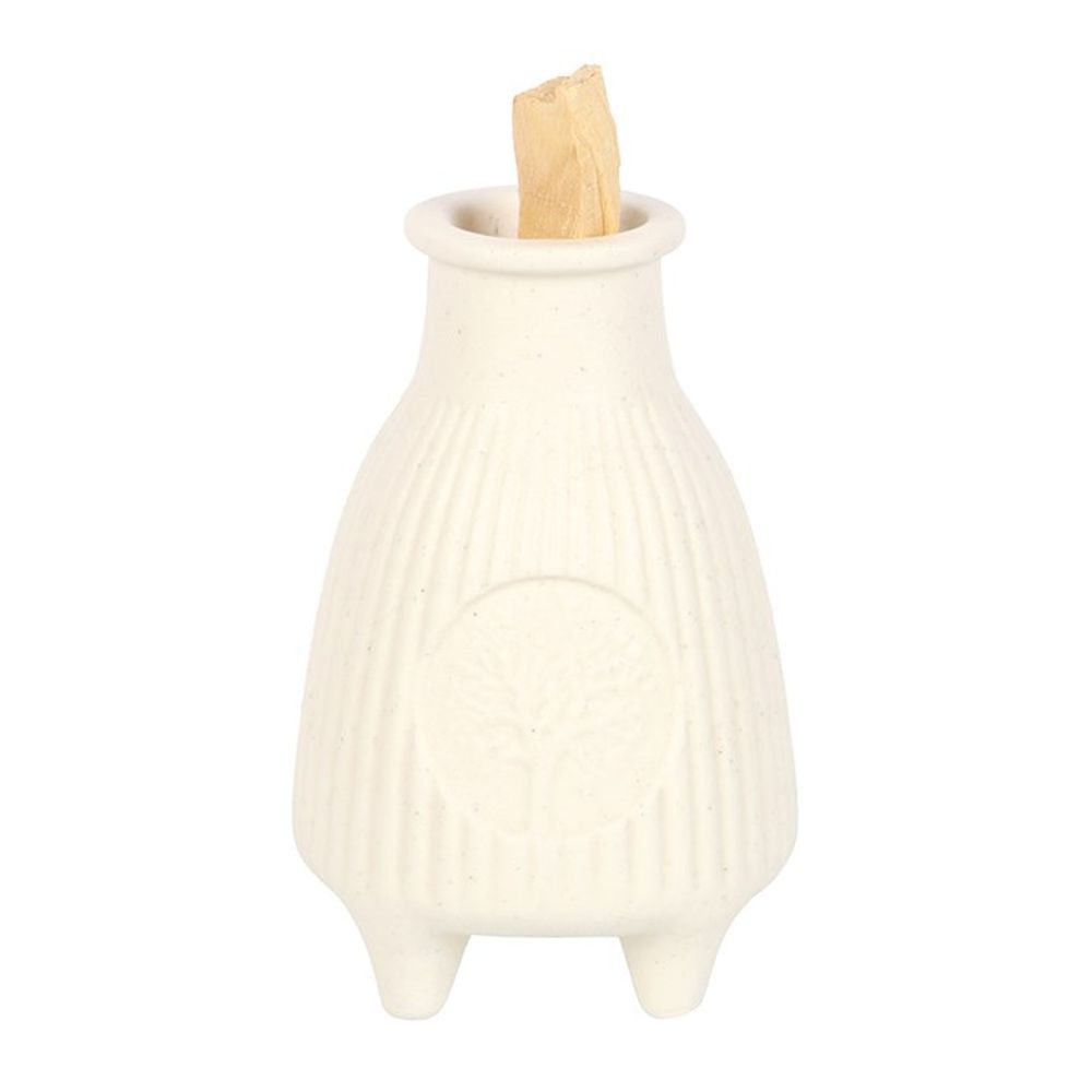 Eleanoras Cream Ribbed Palo Santo Burner 