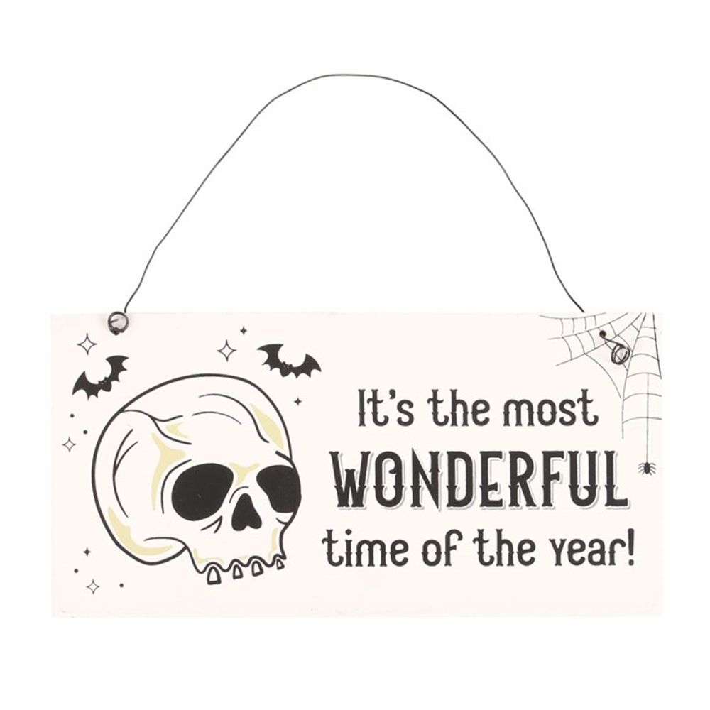 Eleanoras MOST WONDERFUL TIME OF THE YEAR SKULL HANGING SIGN SIGNS & PLAQUES