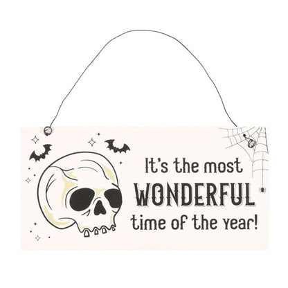 Eleanoras MOST WONDERFUL TIME OF THE YEAR SKULL HANGING SIGN SIGNS & PLAQUES