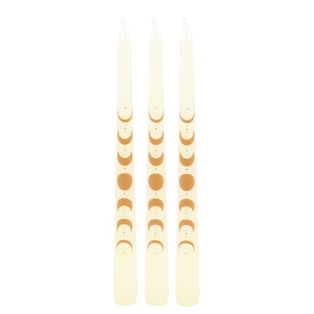 Eleanoras MOON PHASES SET OF 3 WHITE TAPER CANDLES Candles