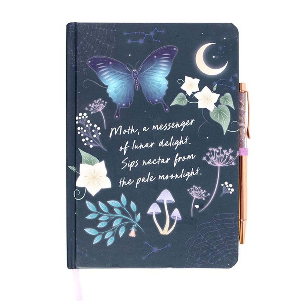 Eleanoras Midnight Moth Journal With Amethyst Pen Notebooks & Journals