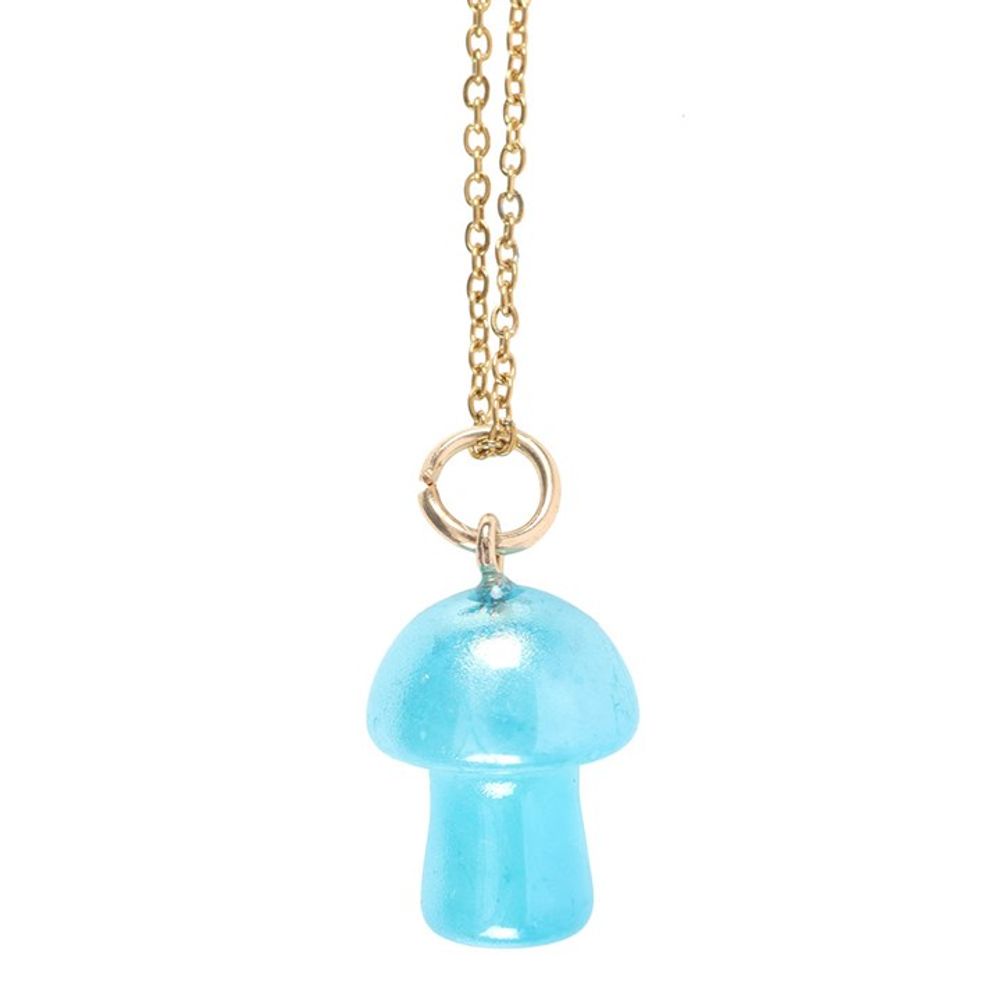 Eleanoras BLUE AURA CRYSTAL MUSHROOM NECKLACE GREETING CARD Jewellery