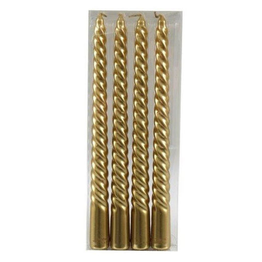 Eleanoras SET OF 4 GOLD TWIST TAPER CANDLES CANDLES