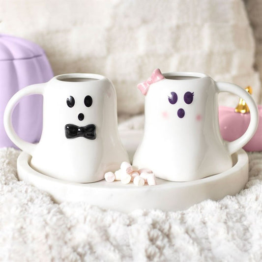 MR & MRS BOO GHOST SHAPED MUG SET Mugs from Eleanoras