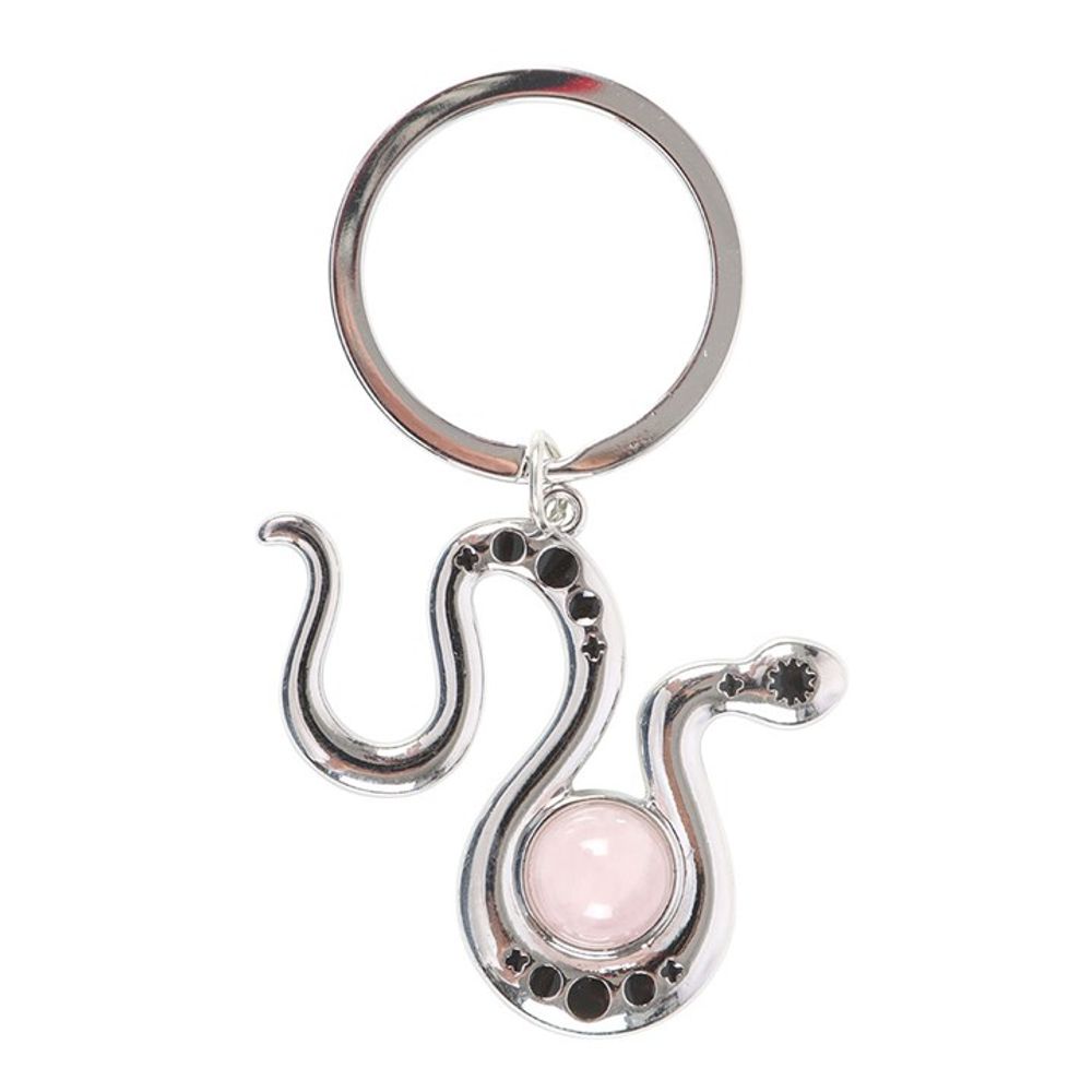 Eleanoras Snake Keyring With Rose Quartz Crystal Keyrings