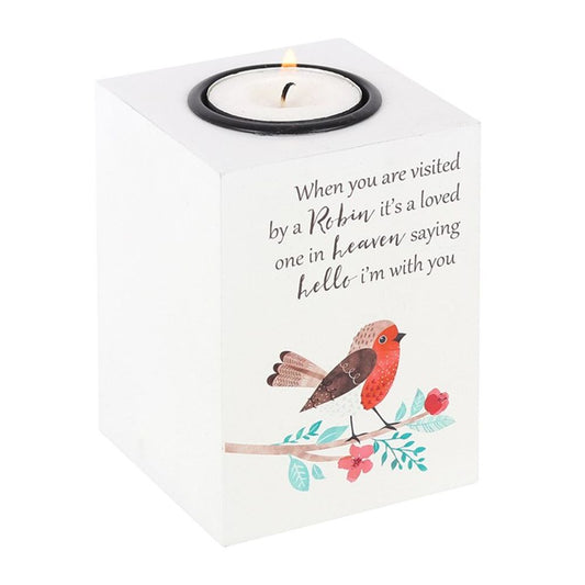 Eleanoras VISITED BY A ROBIN TEALIGHT HOLDER CANDLE HOLDERS